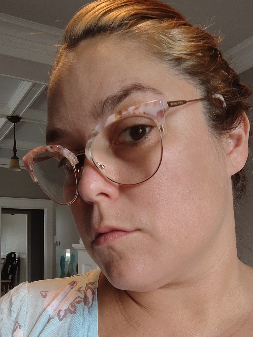 Michael Kors Blush Tortoiseshell Cat-Eye Glasses with Gold Temples